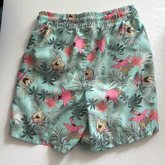 Nickelodeon Spongebob and Patrick Tropical print swim bottom shorts Medium 8 - Picture 2 of 4